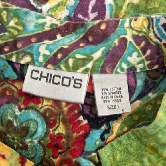 Chicos 1 Women Jacket M Colorful Paisley Whimsy Artsy Boho Maximalist Eclectic - Picture 2 of 13
